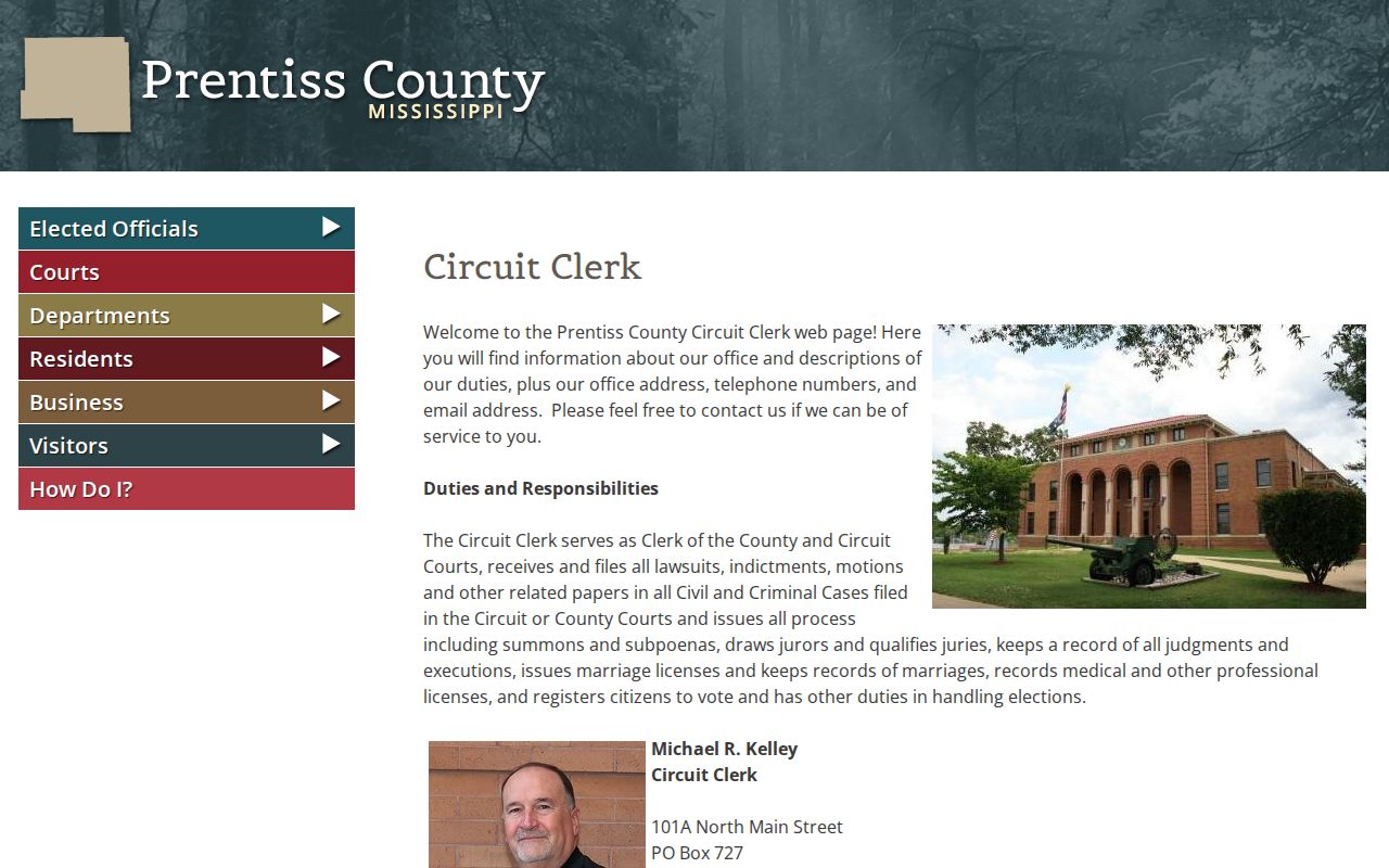 Prentiss County release record source at the Circuit Clerk